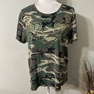 Superman Women Camo Army Green T-shirt Top Plus Size 18W / 20W Dc Comics Cotton